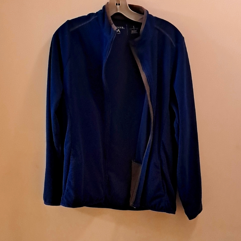 Antigua Jacket Women's Large L Blue Fleece Full Zip Classic Logo Minimalist